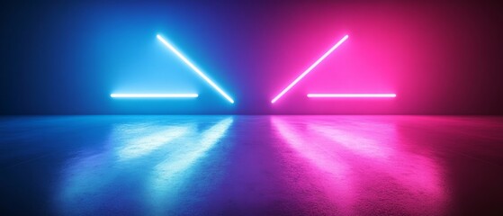 Canvas Print - Neon Arrow. Blue and Pink Lights for Party and Concert