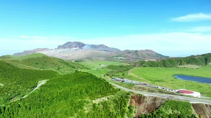 Aufkleber - 広大な草原の風景　空撮