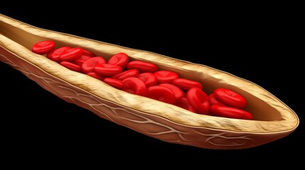 Wall Mural - A Cross-Section of an Artery Filled with Red Blood Cells