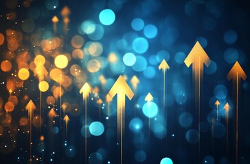 Abstract digital background with glowing arrows Futuristic raise arrow chart digital transformation abstract technology background. Big data and business growth currency stock and investment economy.