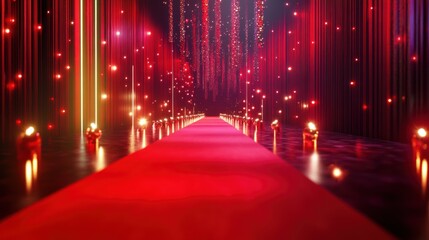 Canvas Print - red carpet event with string lights creating an elegant atmosphere.