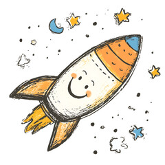 Wall Mural - graphics of space, planets, and astronauts on a white background.