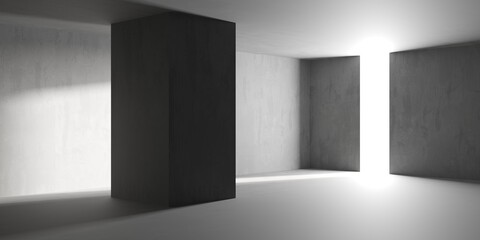 Wall Mural - Abstract empty concrete interior. Minimalistic dark room design template