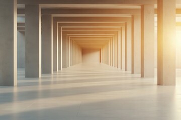 Wall Mural - stunning perspective of modern architecture with symmetrical columns and serene lighting effects