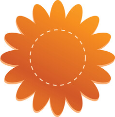 Poster - Orange flower shape with a dotted line is creating an empty round frame