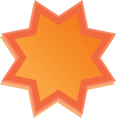 Poster - Eight pointed orange star shape is isolated on a white background, featuring a layered effect that adds depth and dimension