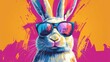 © Nathan - A colorful and vibrant digital illustration of a rabbit wearing cool sunglasses, exuding a playful and trendy vibe.