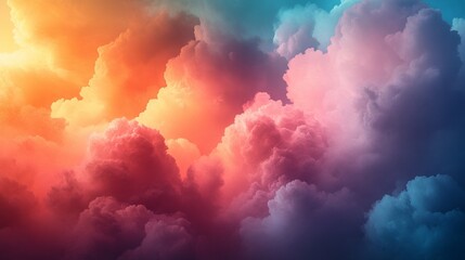 Sticker - A vibrant artwork featuring abstract clouds blending warm and cool hues, captivating the viewer with its dynamic color palette and ethereal atmosphere.