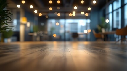 Poster - Blurred empty open space office. Abstract light bokeh at office interior background