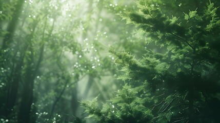 Wall Mural - Sunlight Filtering Through a Lush Forest