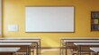© Arbystudio - Empty Classroom with Whiteboard and Wooden Desks