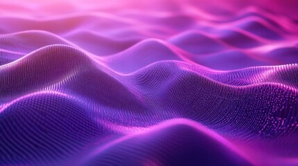 Canvas Print - Abstract waves in vibrant purple and pink hues, representing digital landscapes or sound waves.