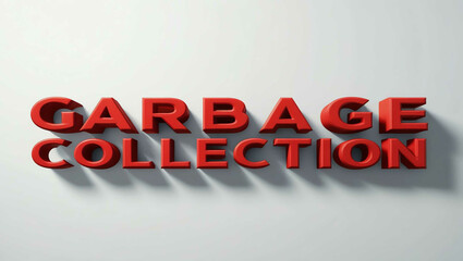 Wall Mural - Garbage collection word 3d red lettering on plain white background