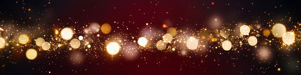 Fototapete - A mesmerizing display of golden lights shimmering against a deep red background.