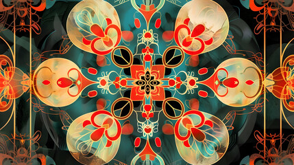 Poster - Medical Mandala: Abstract Mandala Design Infused with Healing Symbols and Patterns