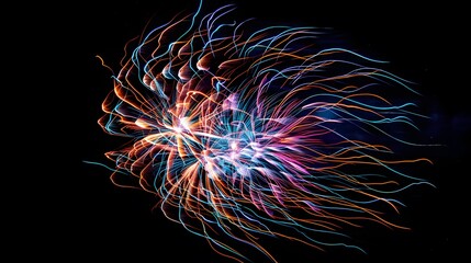 fireworks display: colorful fireworks exploding in the night sky, creating beautiful patterns.