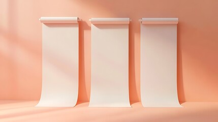 Sticker - Minimalist Peach Background with Rolled Paper Mockup