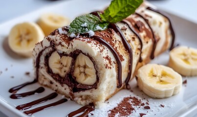 Wall Mural - Banana Chocolate Fantasy Roll , Generative AI