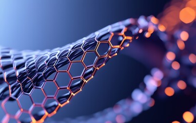 Poster - An abstract representation of digital processes, with hexagonal grids, swirling lines, and pulsing lights visualizing the flow of information