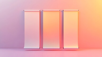 Sticker - Blank Roll Up Banner Mockup on Pink and Orange Gradient Background