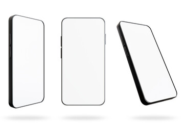 Wall Mural - empty smart phone, cell phone, mobile, isolated on white background, 3d render