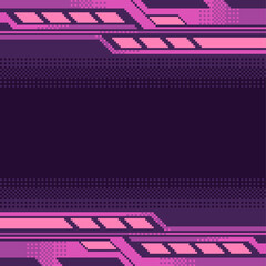 Poster - Pink Dark Mech Style Metal Frame Template with Gradient Background, Pixel Art Illustration