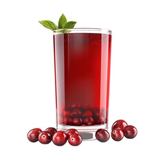 Fresh Cranberry Juice A tart and tangy juice with a deep red color. Transparent background. Generative ai.