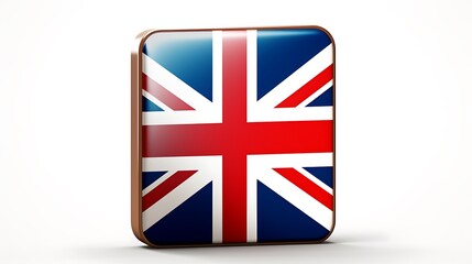 Wall Mural - A 3D representation of the United Kingdom flag on a square surface.