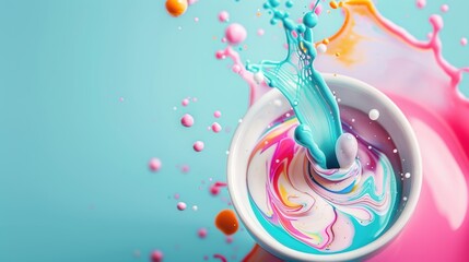 Colored milk in fluid art, creating vibrant and colorful abstract illustrations