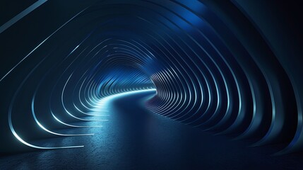 Sticker - A futuristic tunnel showcasing sleek design and cool blue lighting, perfect for sci-fi and technology-themed projects.