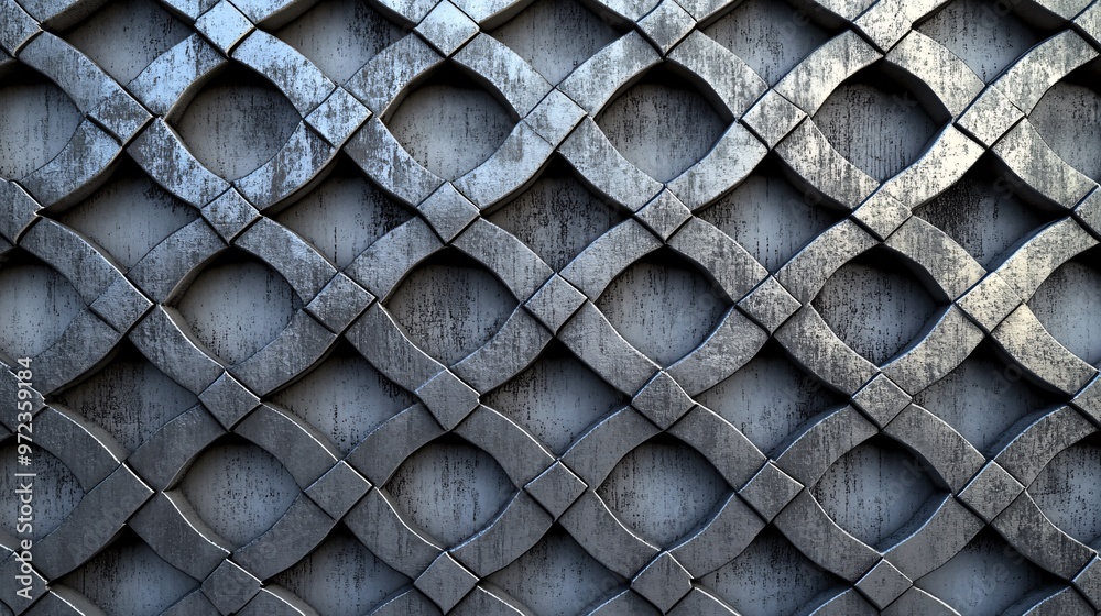 118. Detailed 3D illustration of a two-layer metal lattice, with ...