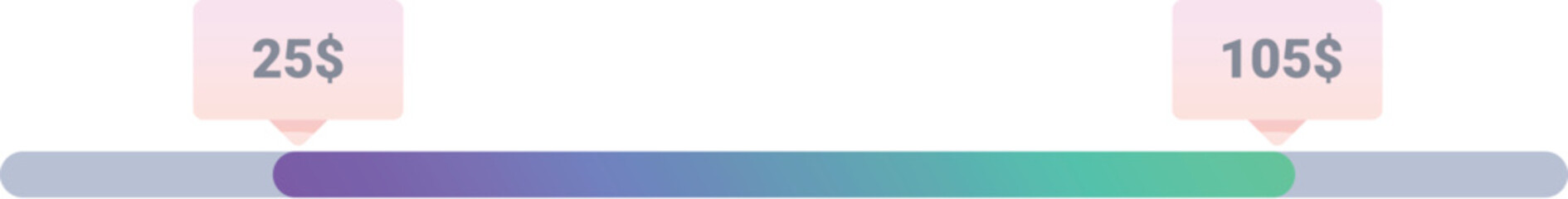 Poster - Minimalistic price range slider with gradient from purple to aqua, showing minimum and maximum value
