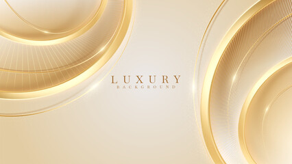 Wall Mural - abstract gold luxury background with elegant golden curve decoration and glittering light effect.