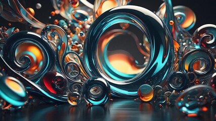 Wall Mural - colorful swirls glass 3d object abstract wallpaper 
