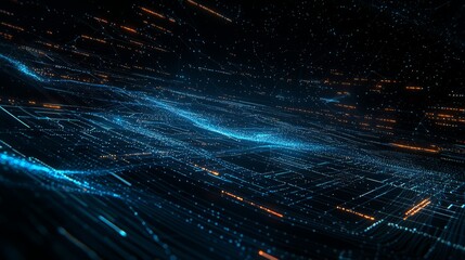 Poster - A concept for internet connectivity using cloud computing and neural communications. A background with triangles connecting dots and lines. IT security concept in 3D.