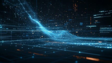 Poster - The network connection structure. The abstract technology background. The big data digital background. The rendering of the 3D model.