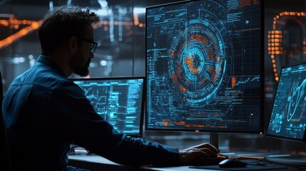 Fototapete - Team of Professionals Use Digital Whiteboard with CAD Software for the Modern Industrial Engineering Design at the desk of an Electronics Development Engineer.