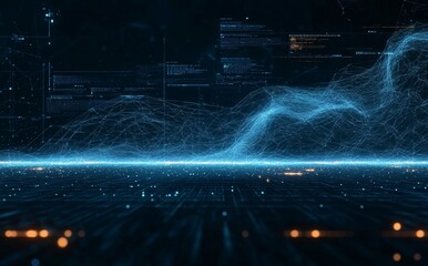 Aufkleber - Background in polygonal shapes with connecting dots and lines. A connection structure is visualized based on big data.
