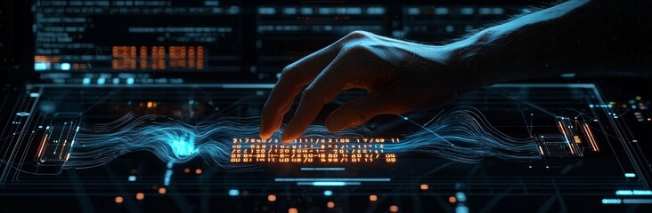 Fototapete - Computer programmer, software engineer coding on laptop with data center, database, computer server. A concept of data management and digital technology.