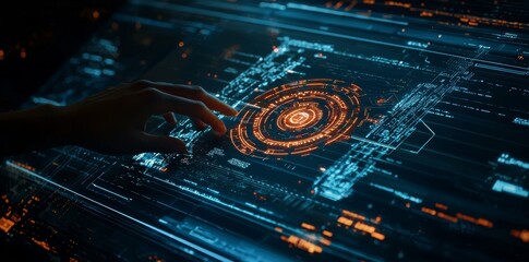 Leinwandbilder - Using big data technology, data science, and stock market analysis on a virtual screen. Computing, genomics, robotics, and machine learning.
