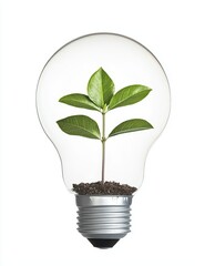 Wall Mural - An energy-efficient lightbulb with a plant growing inside