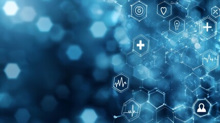 An interactive design innovation concept background with a medical health care icon element