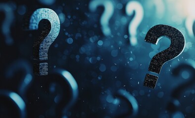 Poster - Concept of thinking, abstract technology background, 2D illustration question mark