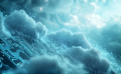 Aufkleber - The cloud computing and big data concept illustrated in 2D, Cloud computing technology internet concept background with clouds
