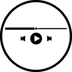 Poster - Music or video play bar icon. Audio player for songs or podcast playlist. Player button vector isolated on transparent background. Modern social media button interface template live digital stream.