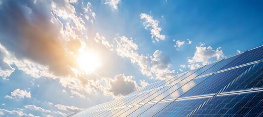 Aufkleber - Alternative energy concept that uses photovoltaic solar power on a sky background.