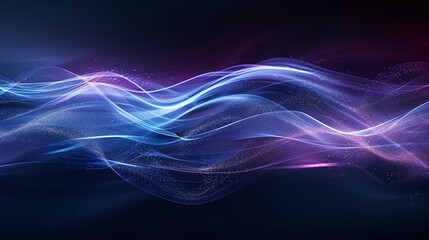 Wall Mural - A vibrant abstract image showcasing flowing waves of light in shades of blue and pink, perfect for digital art and design projects. Product presentation background.