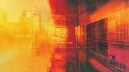 Canvas Print - Heatmap of a skyscraper's internal temperature, with warm colors marking heat spots in mechanical rooms and cooler tones in air-conditioned spaces. 4K hyperrealistic photo.