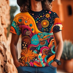 Canvas Print - Abstract Pattern T Shirt Fashion Model