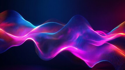 Colorful motion elements with neon led illumination waves. Abstract futuristic background.